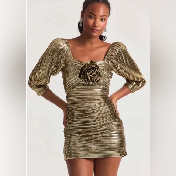 LoveShackFancy Dresses & Skirts - LOVESHACKFANCY gold Thompson Mini party Dress size 4